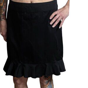 Sz.12 Petites*Sunny Leigh*Black Straight Skirt W/ Ruffle
